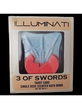 NIB ILLUMINATI BRAND 3 OF SWORDS TAROT CARD SINGLE ROSE SCENTED BATH BOMB